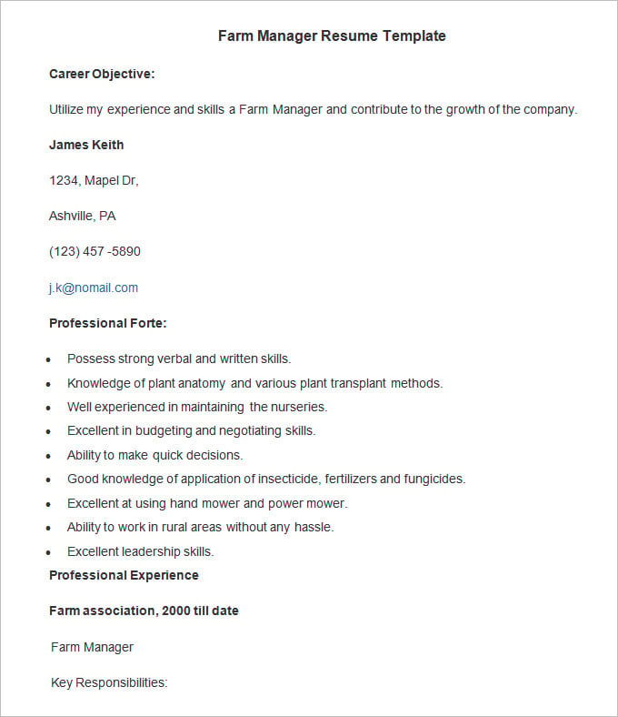 farm-manager-resume-template