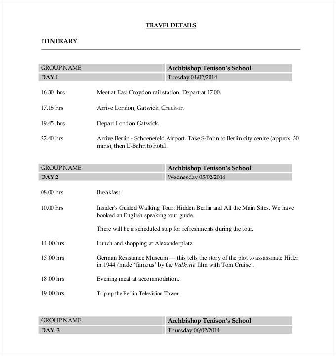 35+ Travel Itinerary Templates - DOC, PDF, Apple Pages, Google Docs