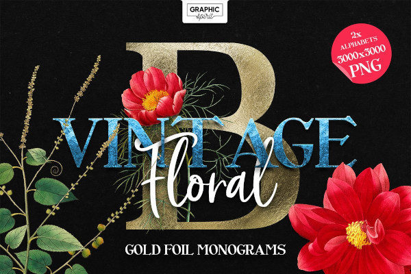 floral monogram alphabet letters