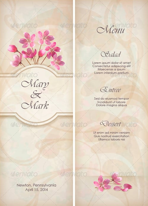 floral wedding menu template