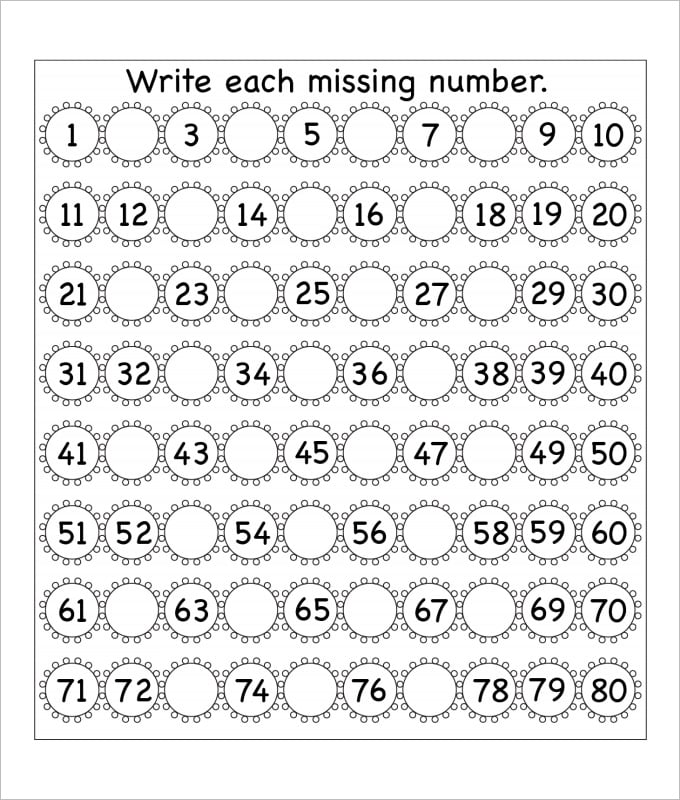 flowers missing numbers worksheet template