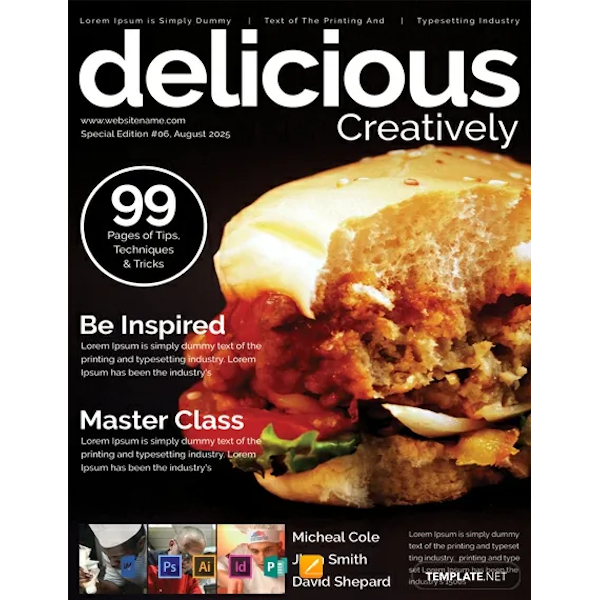 food magazine cover template