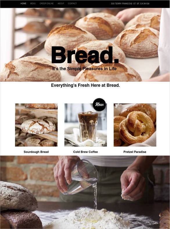 free bakery bread website template