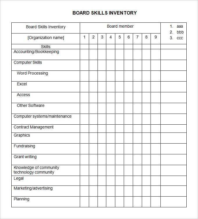 free-board-skills-inventory-template