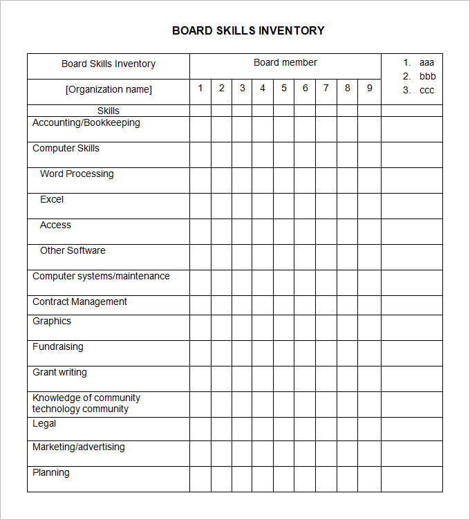  Skills Inventory Template 6 Free Word Excel PDF Documents Download