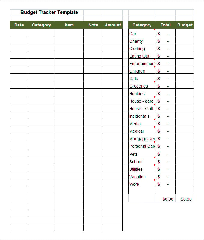 free budget tracker template