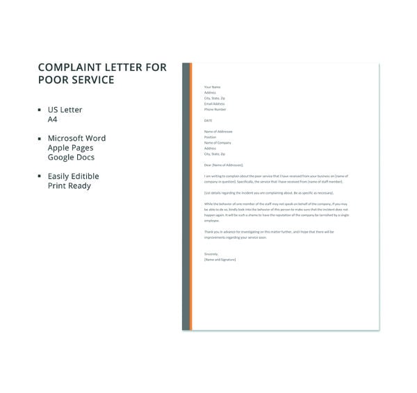 free-complaint-letter-for-poor-service-template