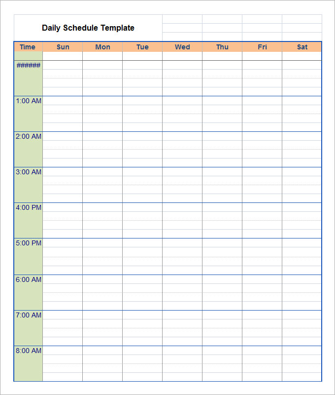 Printable Editable Daily Schedule Template Free Printable Templates