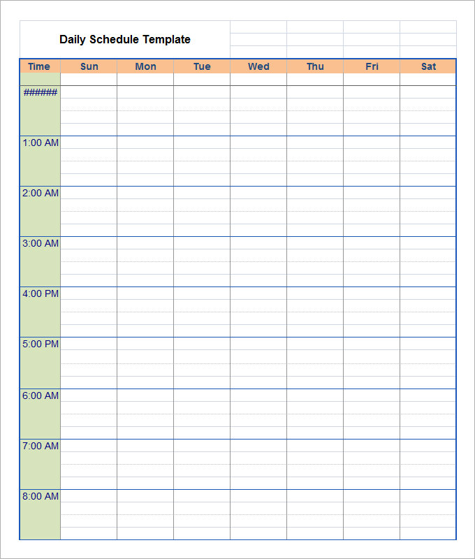 Daily Schedule Template Free Printable