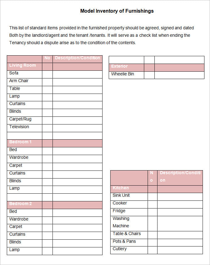 Landlord Inventory Template 8 Free Word Documents Download Free Premium Templates