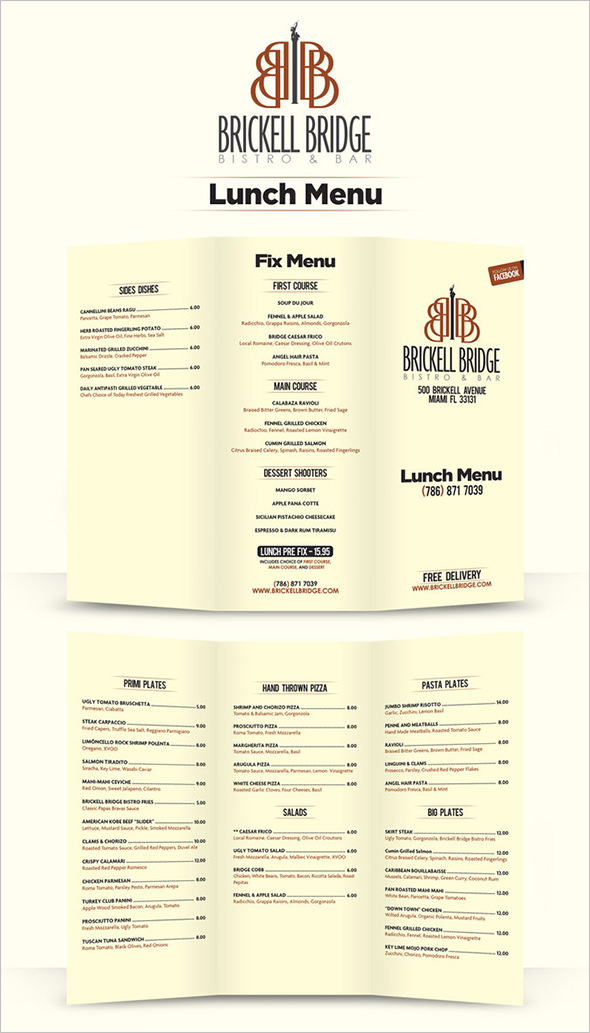 Lunch Menu Template - 32+ Free Word, PDF, PSD, EPS, InDesign Format