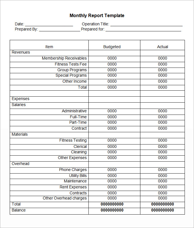 free monthly report template in word