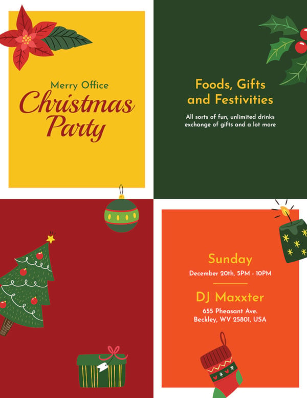 free office holiday party flyer template