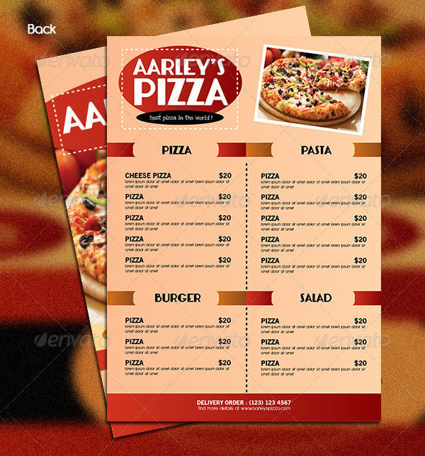 free pizza menu template