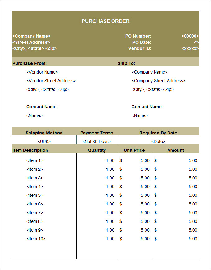 free purchase order template