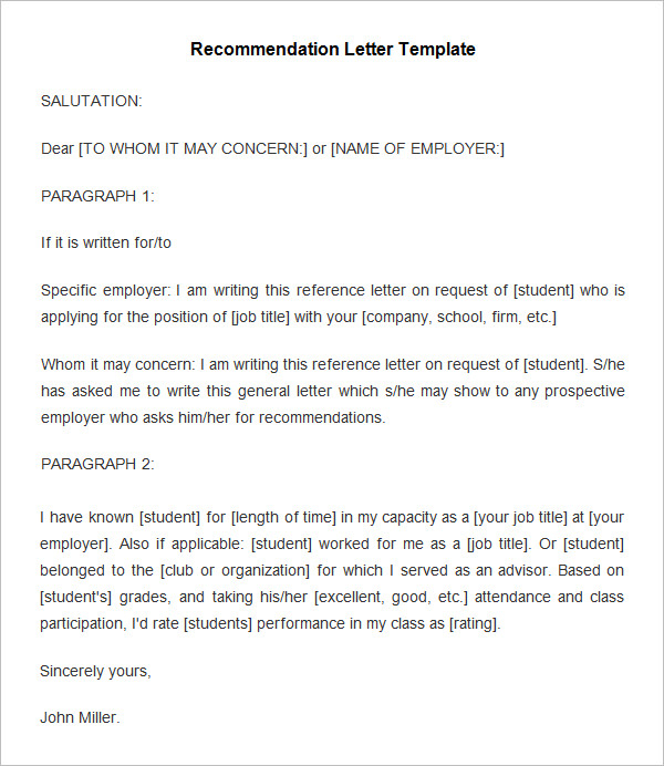 20+ Employee Recommendation Letter Templates | HR ...