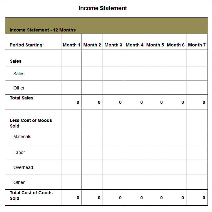free sample income statement template download