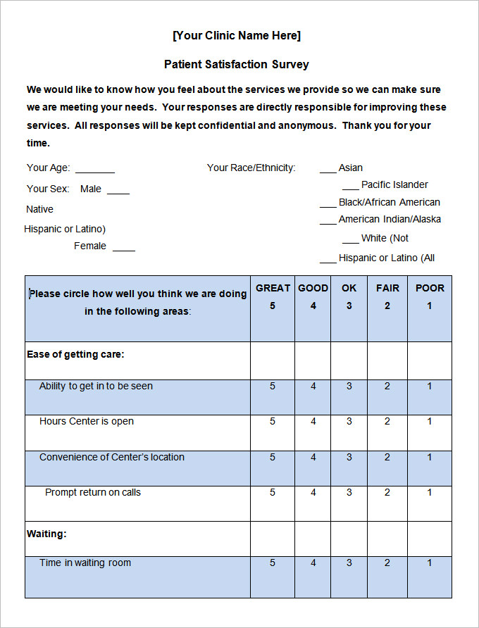 Satisfaction Survey Template Free