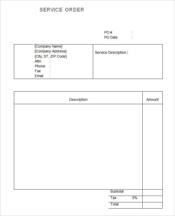 Sample Service Order Template 19+ Free Word, Excel PDF Documents