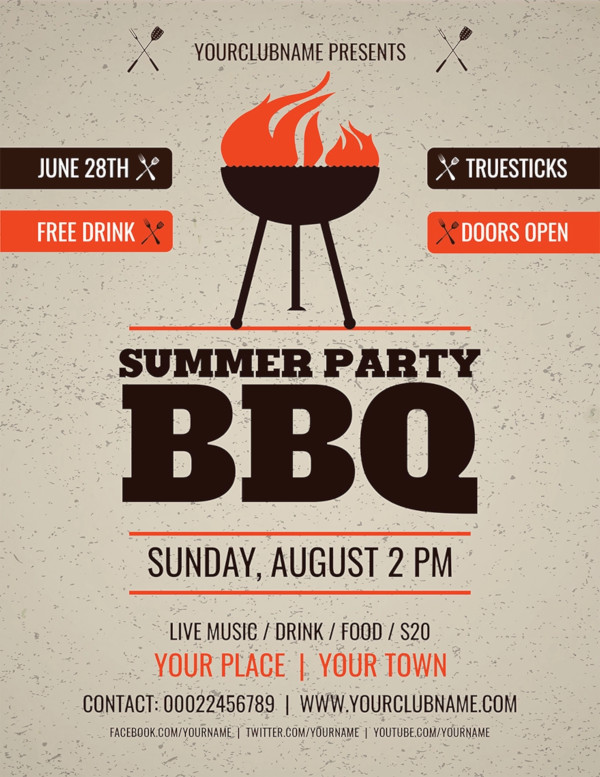 17 BBQ Party Flyers Word PSD Vector EPS InDesign PDF File Formats