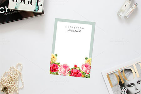 fresh floral note card template