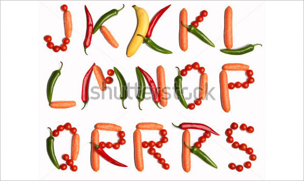 fresh vegetables large alphabet letters template