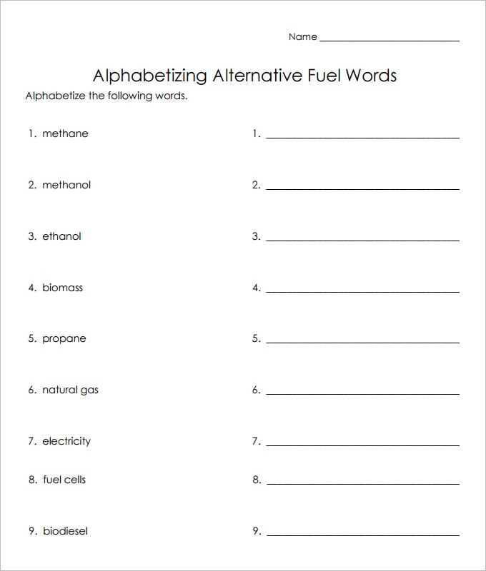 fuel words language art worksheet template