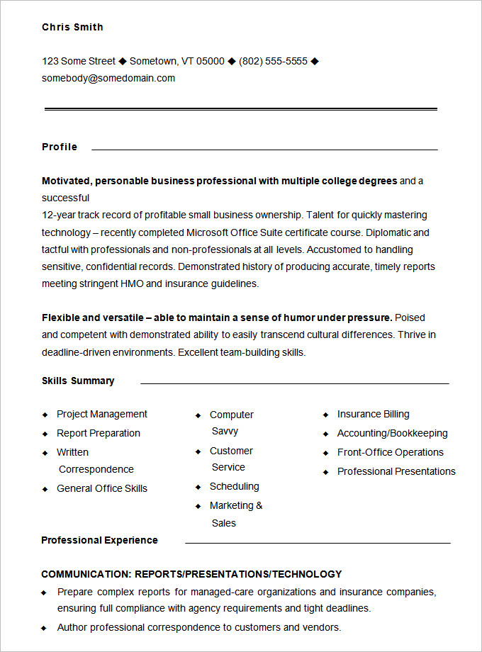 functional resume sample for monster