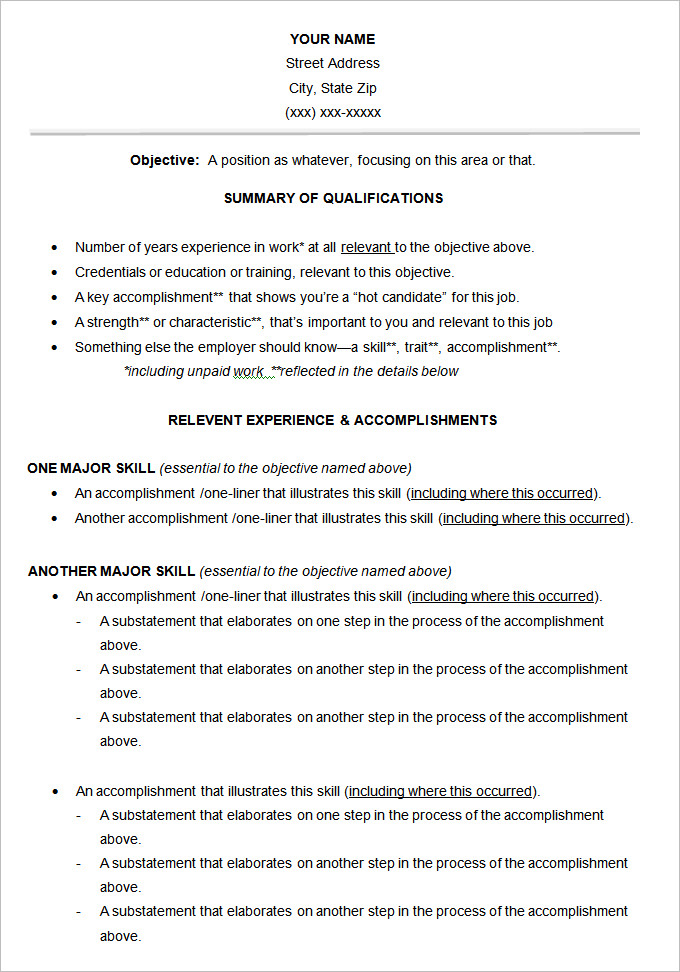 functional resume template word free download