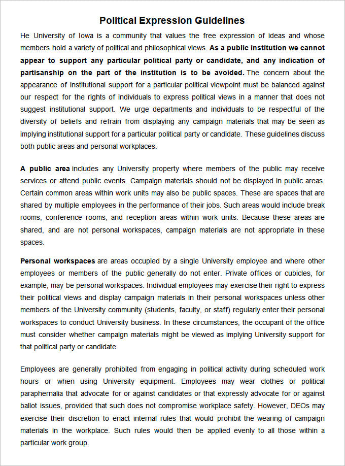 hr political expression guidelines template