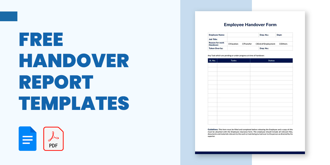 37+ Handover Report Templates in MS Word | PDF | Google Docs | Pages