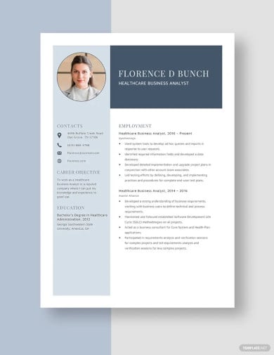healthcare business analyst resume template