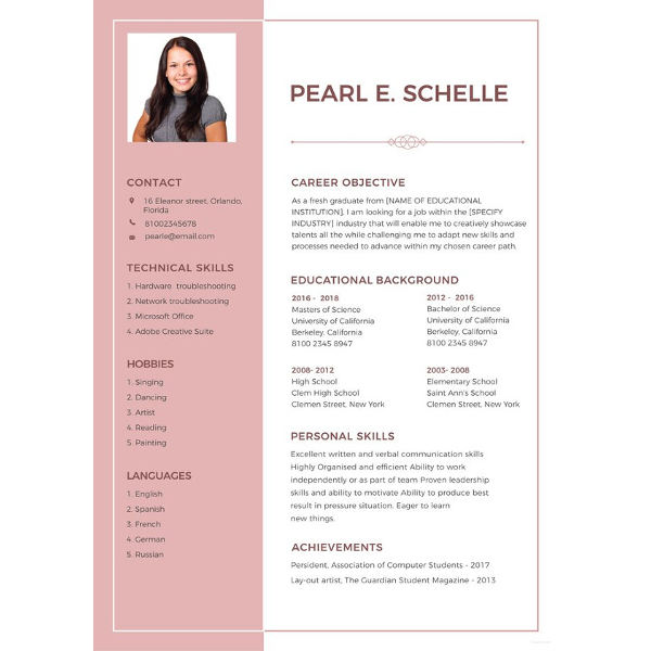 simple resume template for high school students