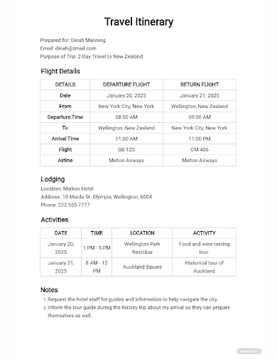 35+ Travel Itinerary Templates - DOC, PDF, Apple Pages, Google Docs