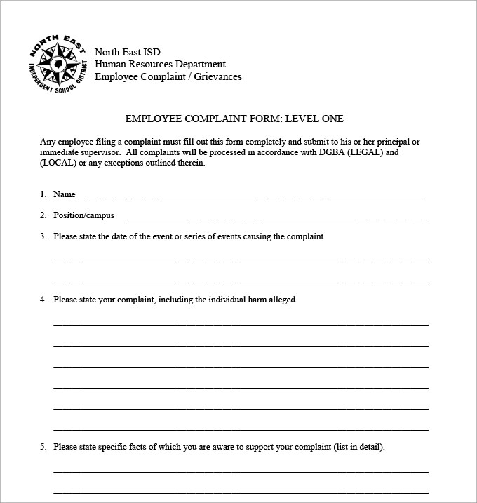 26+ HR Complaint Forms Free Sample, Example Format