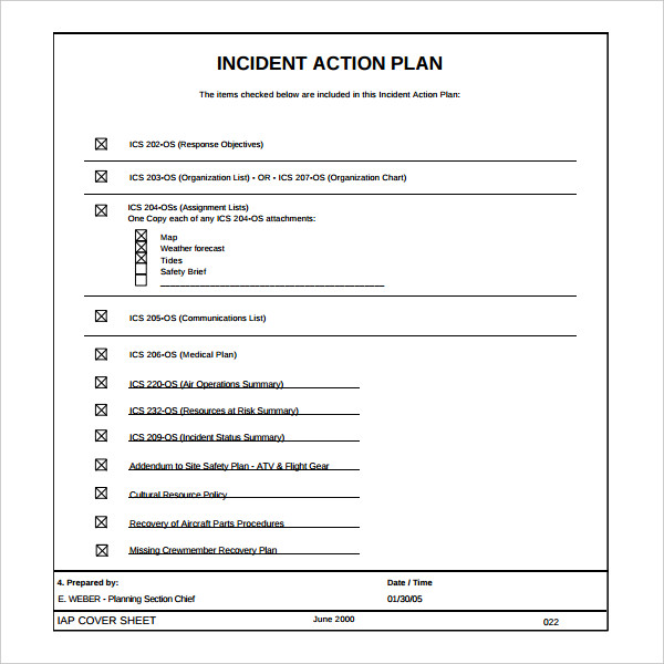 Examples Of An Incident Action Plan