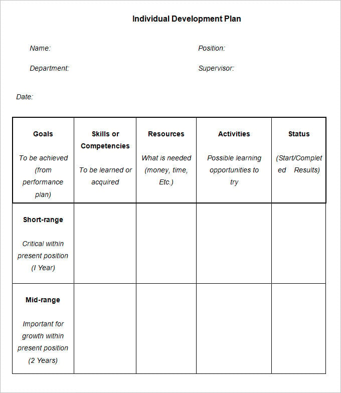 individual career development plan template