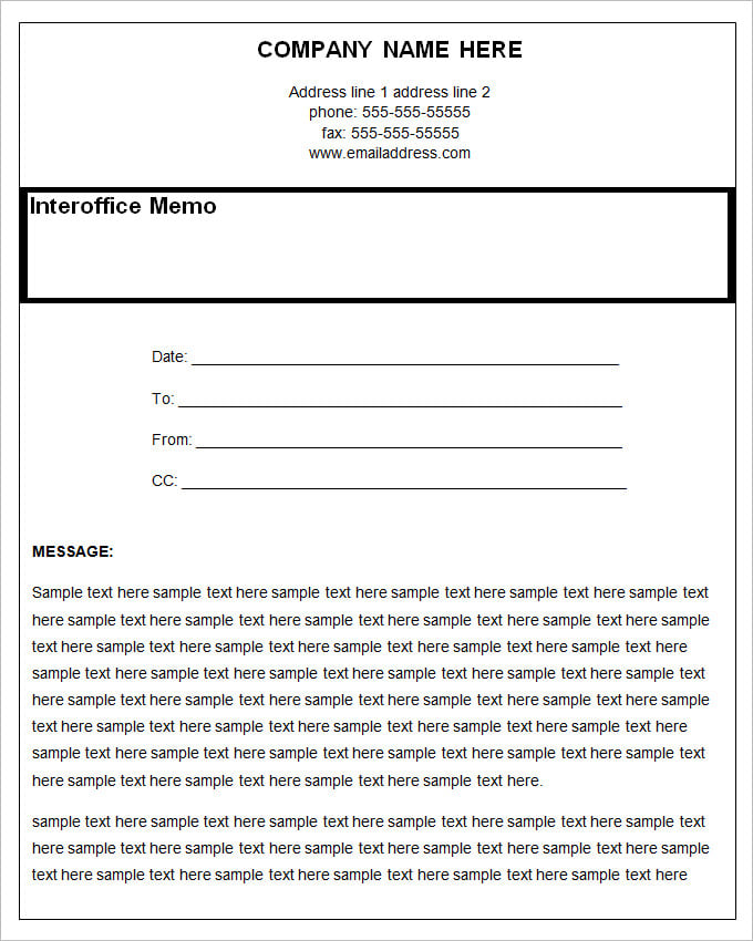 inter office memo template example