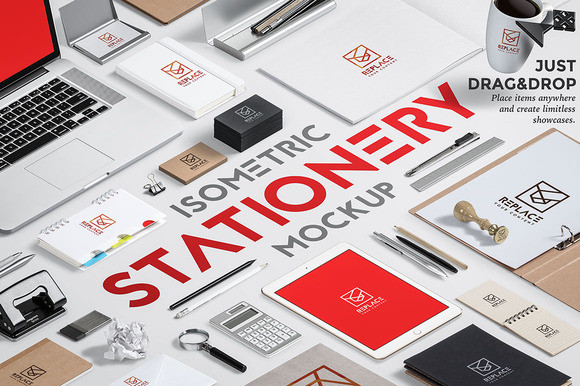 isometric stationery mockup generator