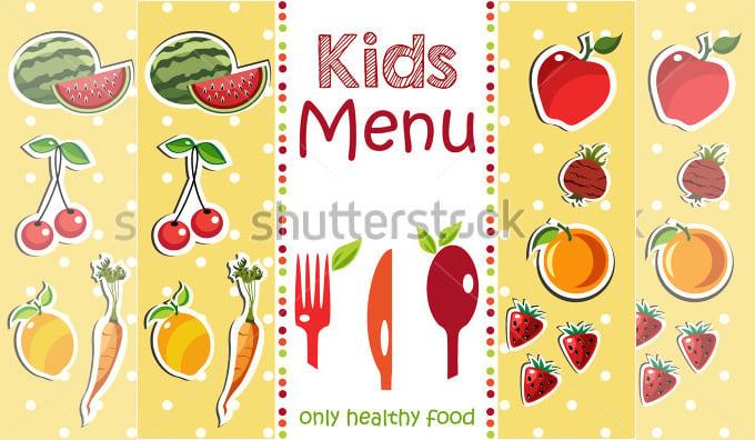 kids menu card design template free download