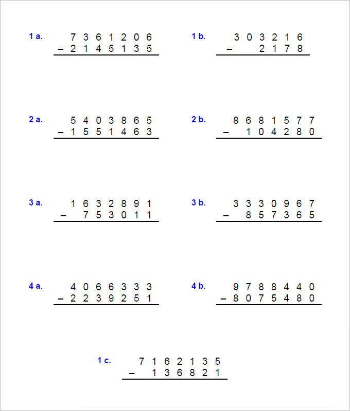 Free Math Worksheets