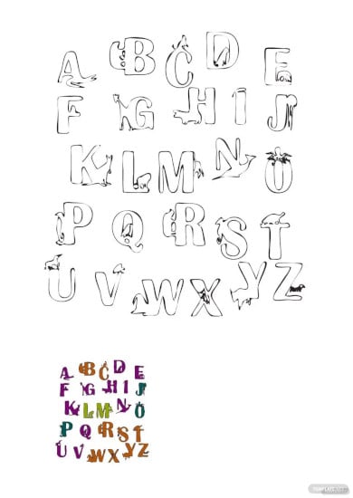 large animal alphabet letters coloring pages