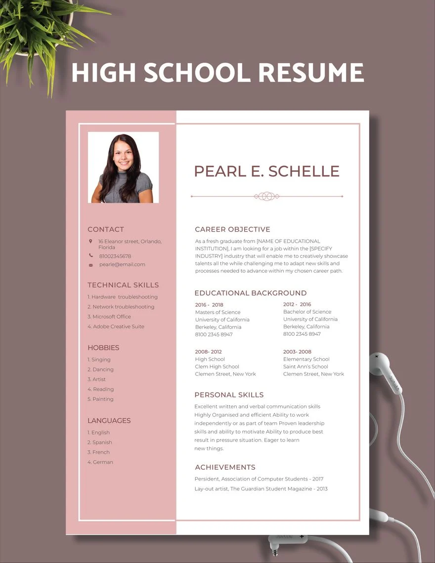 latex high school resume