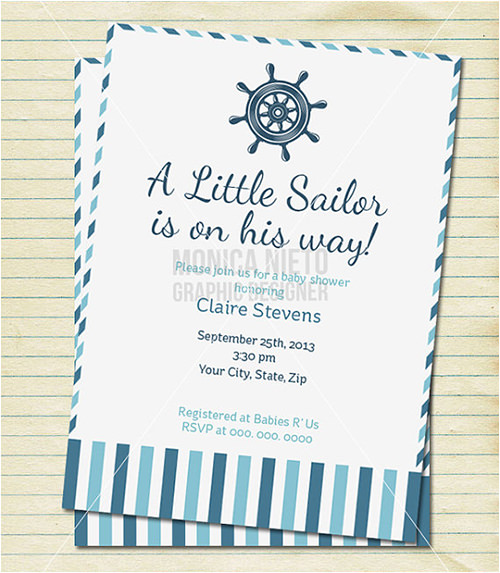 little sailor baby shower formal invitation template