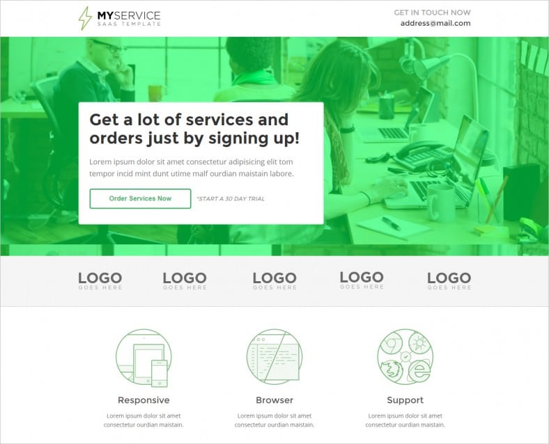 myservice saas product landing page template 788x638
