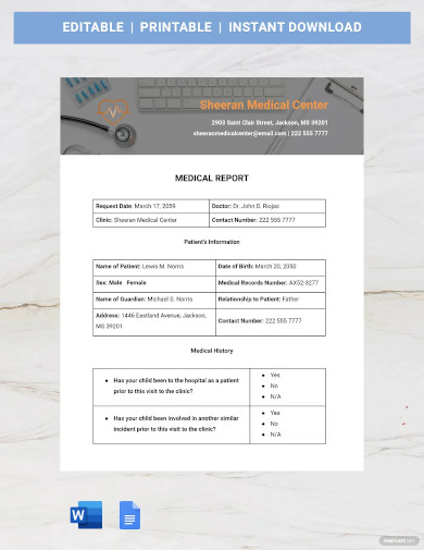 Word Medical Report Examples 35+ Medical Report Templates - Docs, PDF, Word, Apple Pages