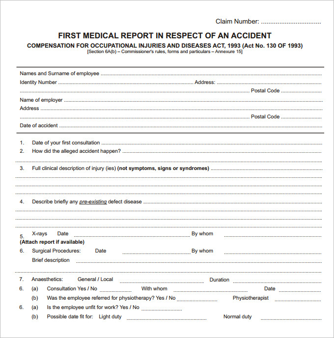 medical report template pdf download