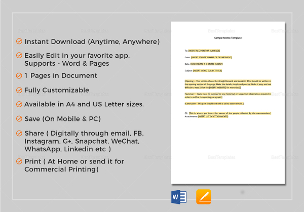 Sample Army Memo Template - 8+ PDF, Word, Google Docs Documents Download