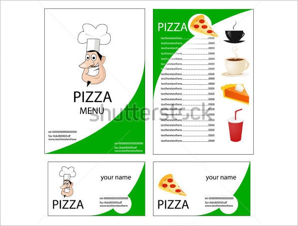 menu for pizza template