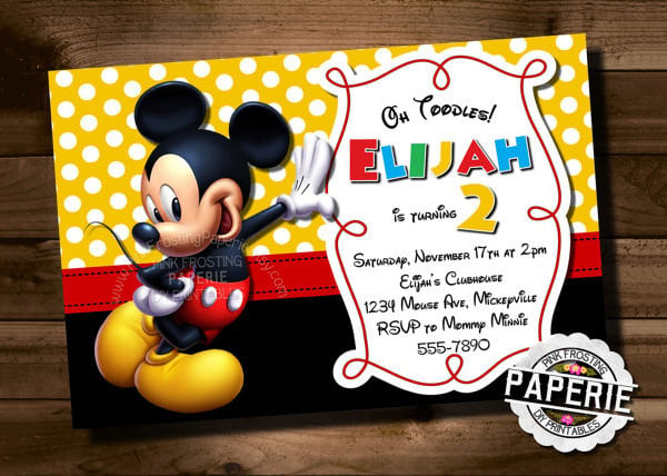 Mickey Mouse Birthday Invitation Layout 3